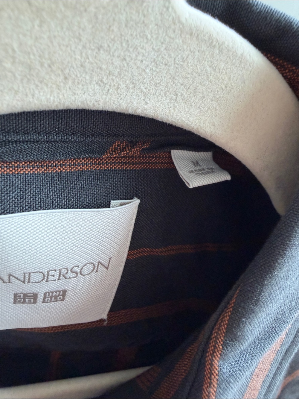J.W. Anderson Women’s (Size M) navy blue & Brown Striped Button-Up - Picture 3 of 5
